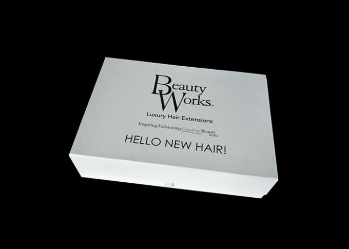 Caixas de presente de dobramento do cartão branco, caixa de presente com a tampa para o armazenamento da extensão do cabelo