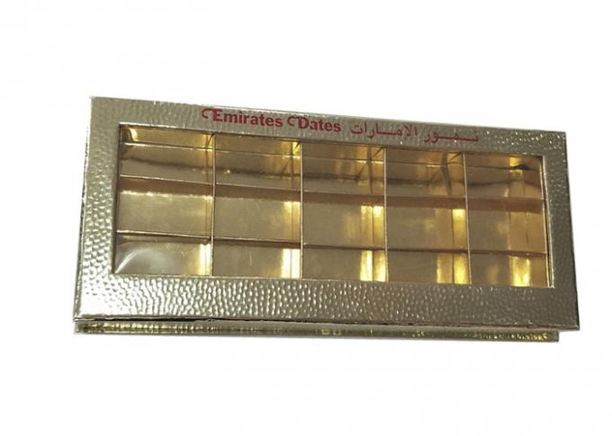 Retângulo dado forma dourado das caixas de armazenamento do livro de presente dos doces de chocolate com bandeja interna