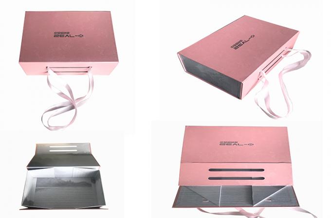 Cor cor-de-rosa de dobramento de gravação Rosa das caixas de presente do logotipo para o empacotamento da roupa