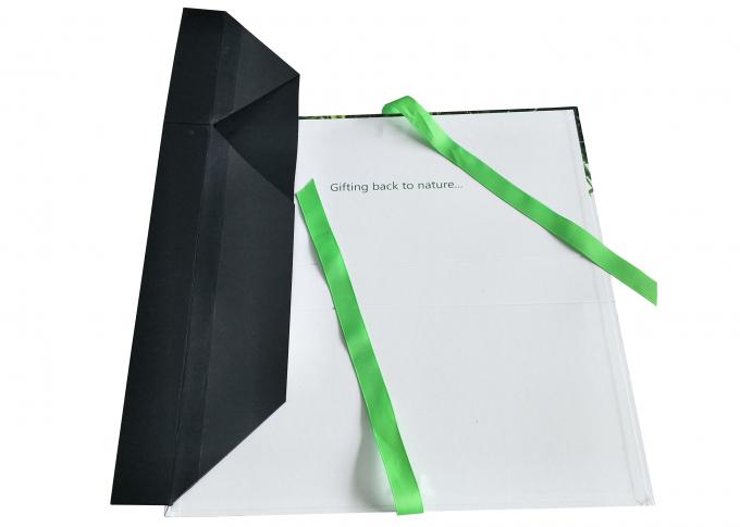 Logotipo UV de dobramento verde reciclado do ponto feito sob encomenda das caixas de apresentação do cartão com fita
