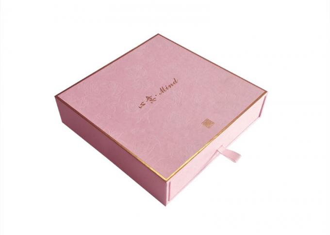 Cosmético que empacota deslizando bens Textured rosa do logotipo da folha de ouro de papel da caixa de papel