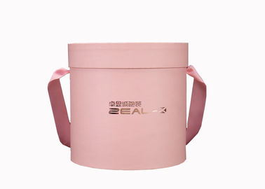China Logotipo luxuoso do ouro de papel do rosa da caixa de presente do cilindro de Rosa com punho da fita fábrica