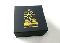 Caixa de presente atual do logotipo feito sob encomenda do carimbo de ouro, caixa da caixa de dobradura do preto do Xmas fornecedor