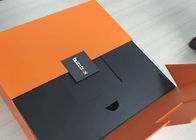 Superior colorido laranja dado forma livro da caixa do cartão impresso com separação preta fornecedor