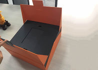Superior colorido laranja dado forma livro da caixa do cartão impresso com separação preta fornecedor