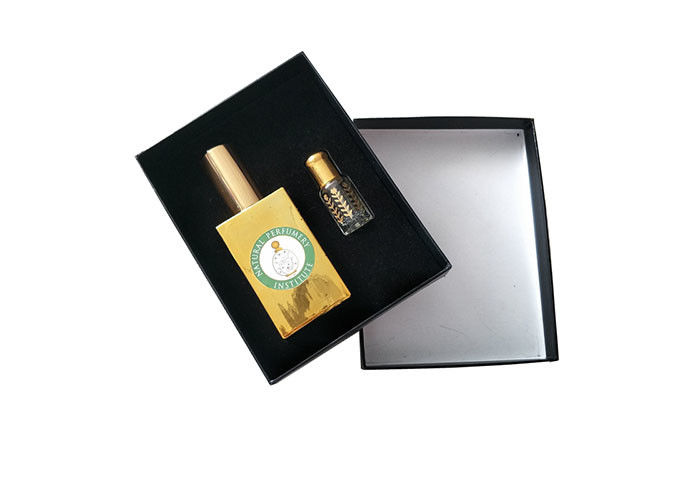 Perfume de carimbo quente do logotipo das caixas rígidas feitas sob encomenda pretas do cartão que envolve o recipiente fornecedor