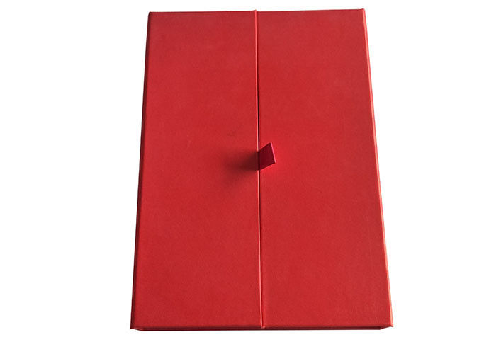 Caixa dada forma do tampão livro vermelho superior, caixa magnética da aleta com a fita do cetim da largura de 2cm fornecedor