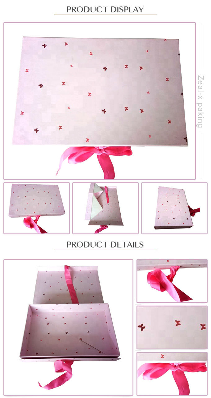Caixas cor-de-rosa do papel de embrulho da cor, caixas de presente feitas sob encomenda que empacotam para o vestido das meninas