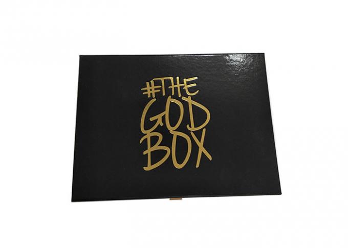 O logotipo do carimbo de ouro imprimiu dobra acima caixas de presente, caixa de presente de papel dada forma livro