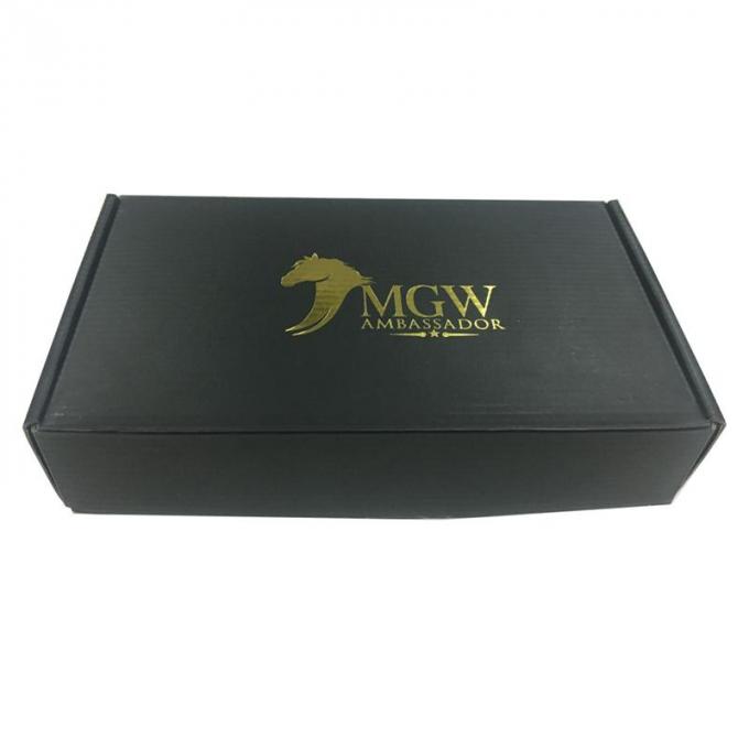 35 x 24 x 7cm corrugaram o OEM do logotipo do ouro das caixas de presente com cor preta