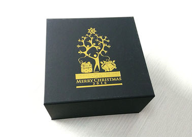 China Caixa de presente atual do logotipo feito sob encomenda do carimbo de ouro, caixa da caixa de dobradura do preto do Xmas fábrica