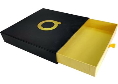 China Logotipo gravado ouro deslizante de papel preto da folha das caixas de presente da gaveta para a roupa fábrica