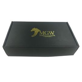 China 35 x 24 x 7cm corrugaram o OEM do logotipo do ouro das caixas de presente com cor preta fábrica